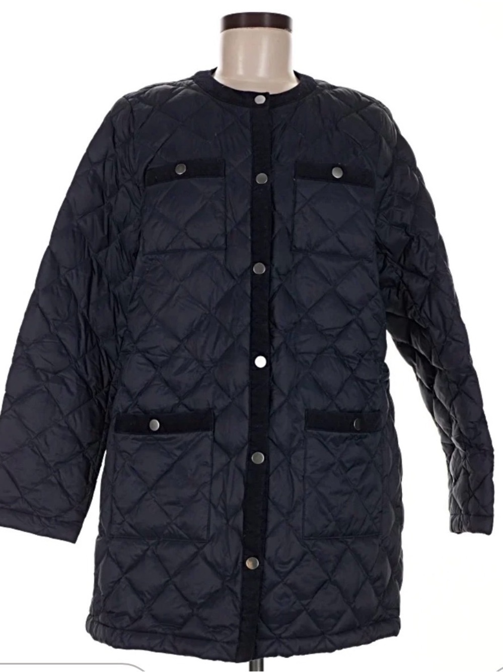 J Jill Diamond Quilted Down Jacket Coat Woman’s Large Black